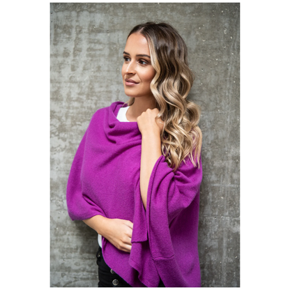 Classic Travel Poncho - Boysenberry | 100% Cashmere