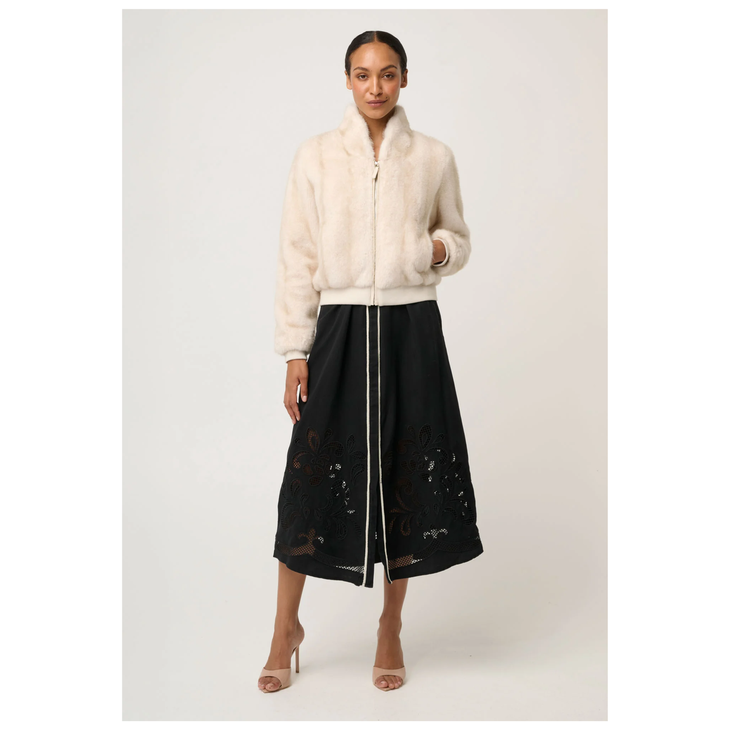 Once Was - Chrystal Faux Fur Jacket | Porcelain