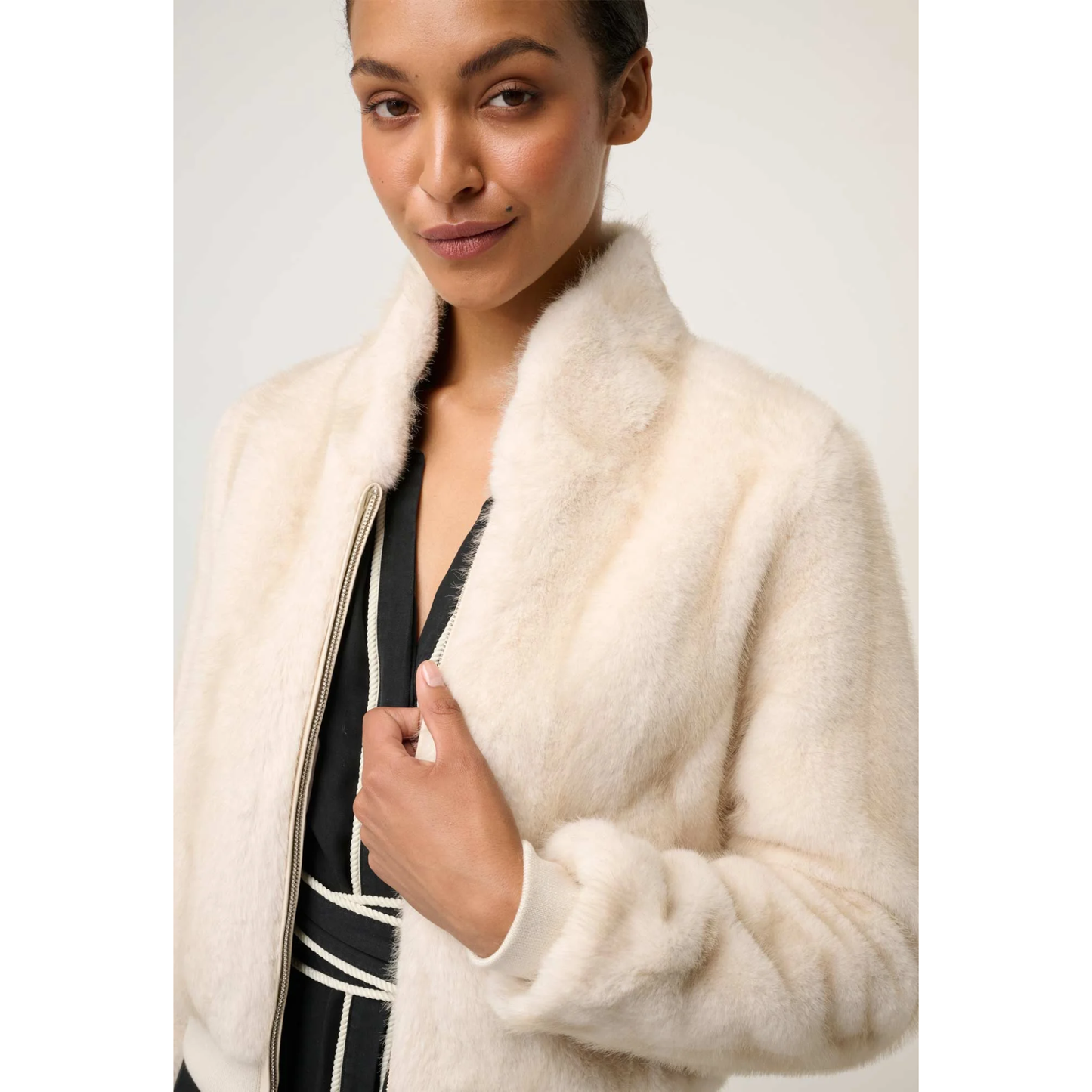 Once Was - Chrystal Faux Fur Jacket | Porcelain