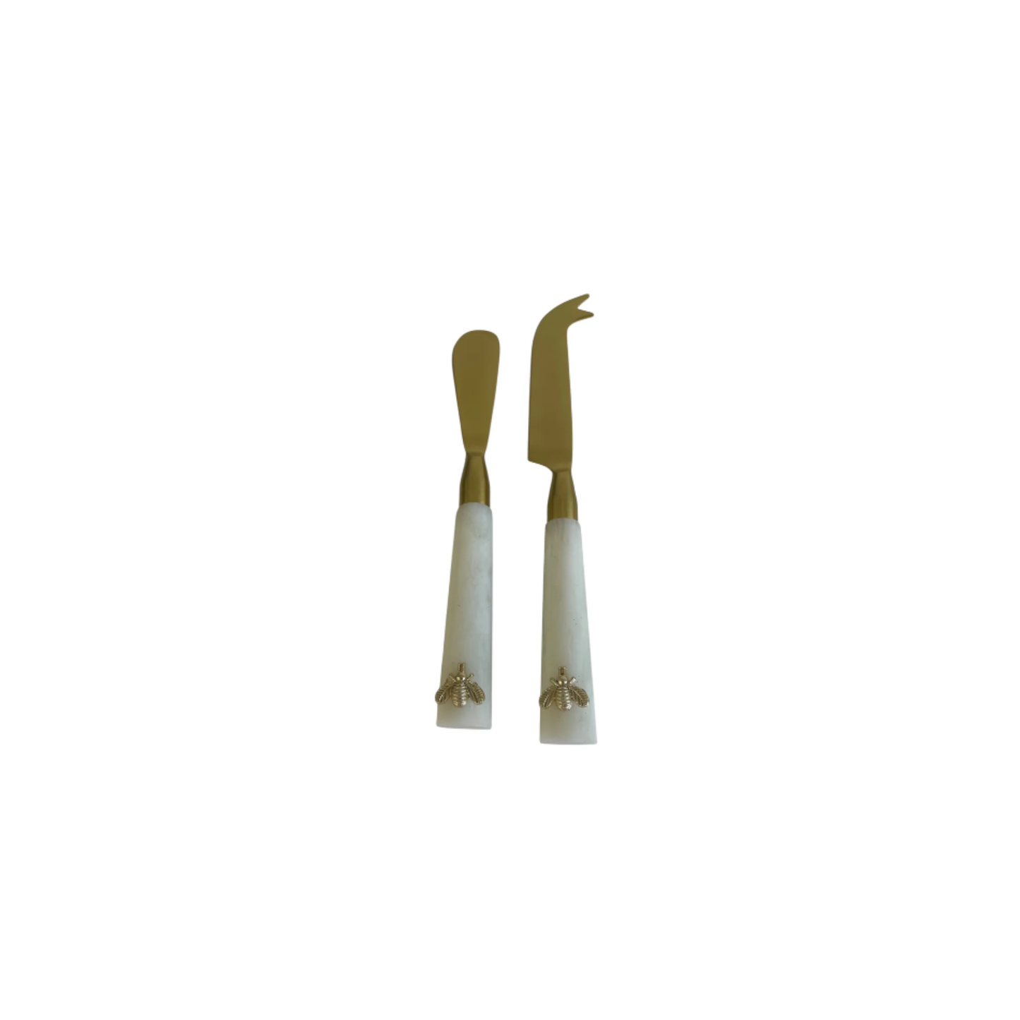 Mona White Resin 2PCE Cheese Knife Set | Gold