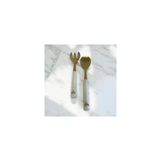 White Haven Bee Salad Servers | Gold