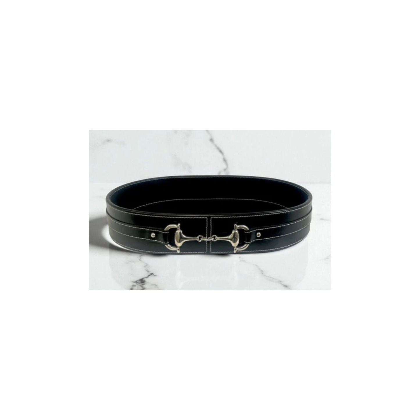 Equestrian Oval Black Leather Tray | PICK-UP INSTORE ONLY