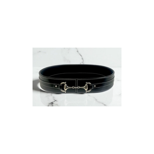 Equestrian Oval Black Leather Tray | PICK-UP INSTORE ONLY