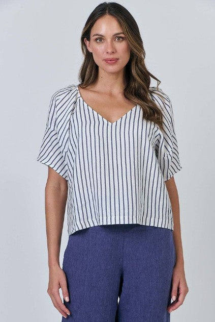 Naturals O&J - Richmond Top | Blueberry Stripe | GA589