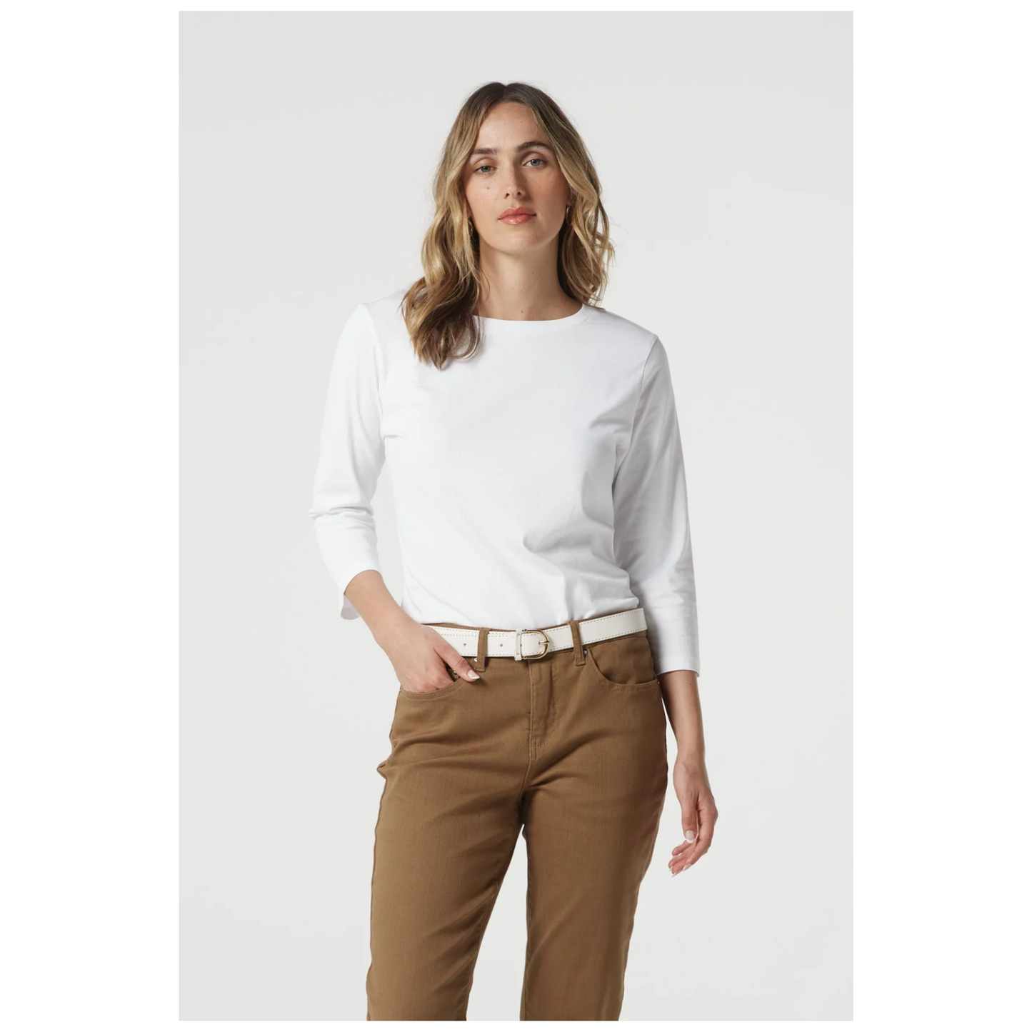 Goondiwindi Cotton - Linna 3/4 Sleeve T-Shirt | White