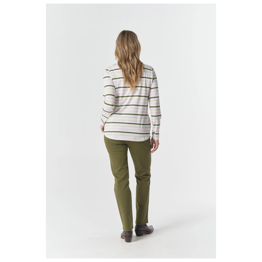 Goondiwindi Cotton - Rover Long Sleeve Top | Sage Multi Stripe
