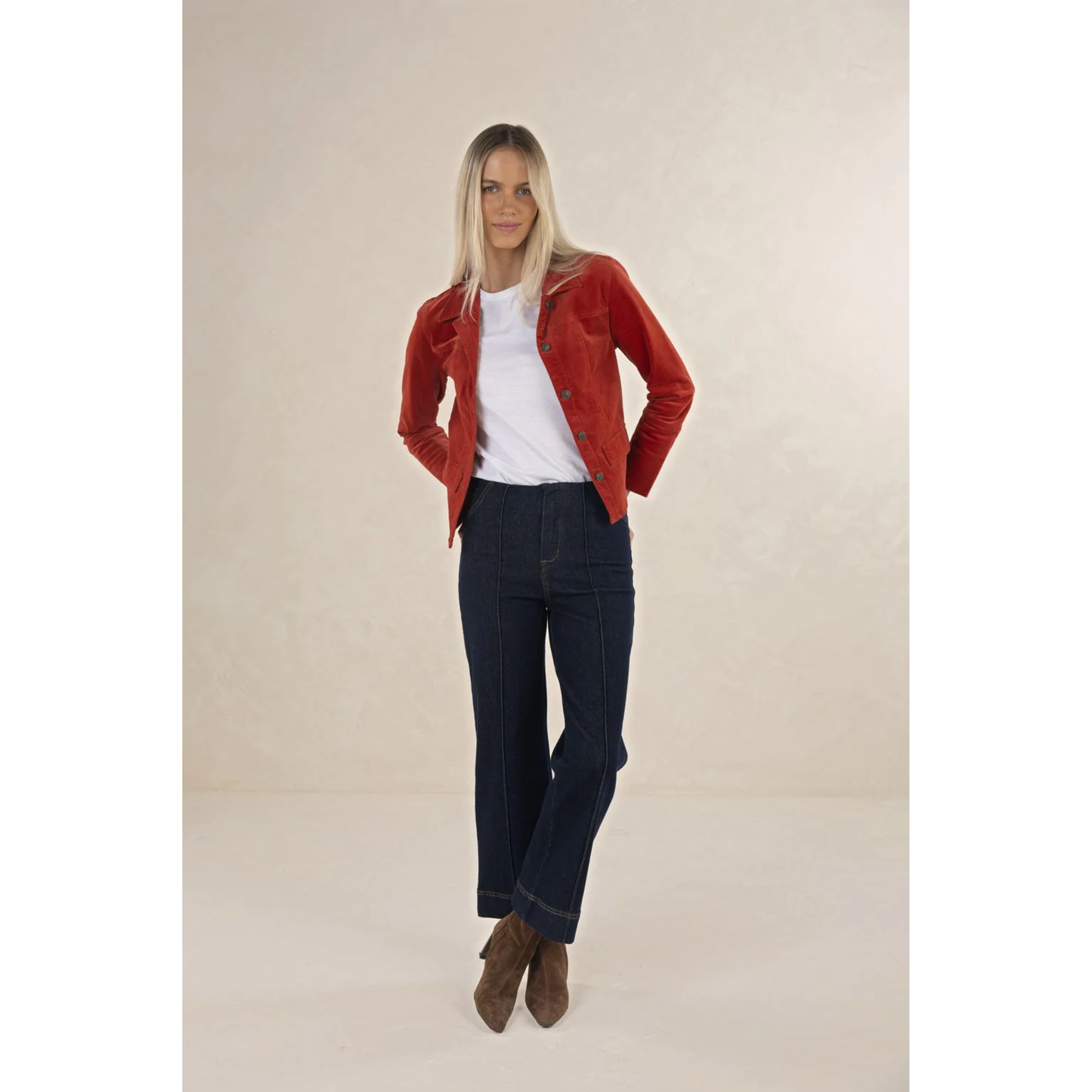 Gabi Velour Jacket | Rust