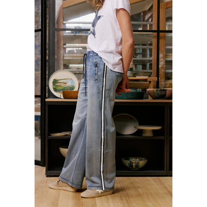 Italian Star - GLAM Track Jeans | Navy Stripe