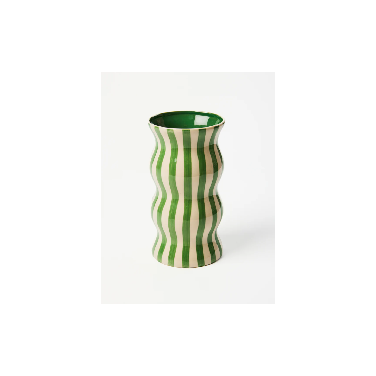 Palm Green Stripe Vase | PICK-UP INSTORE ONLY