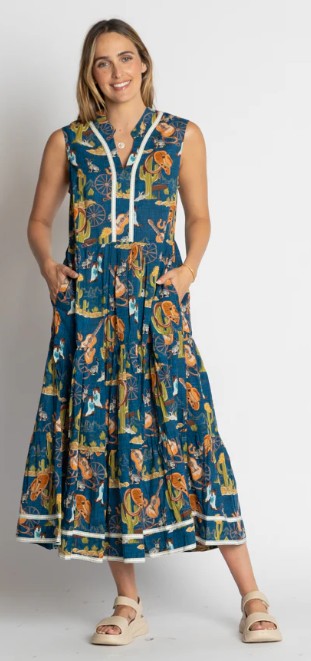 LulaLife - Prairie Sleeveless Midi Dess | Navy