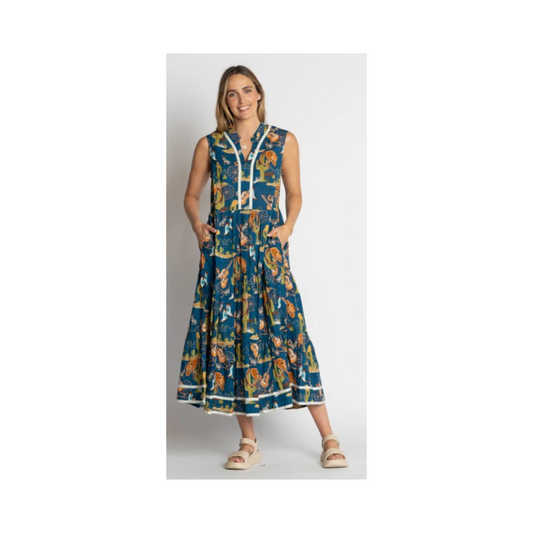 LulaLife - Prairie Sleeveless Midi Dess | Navy
