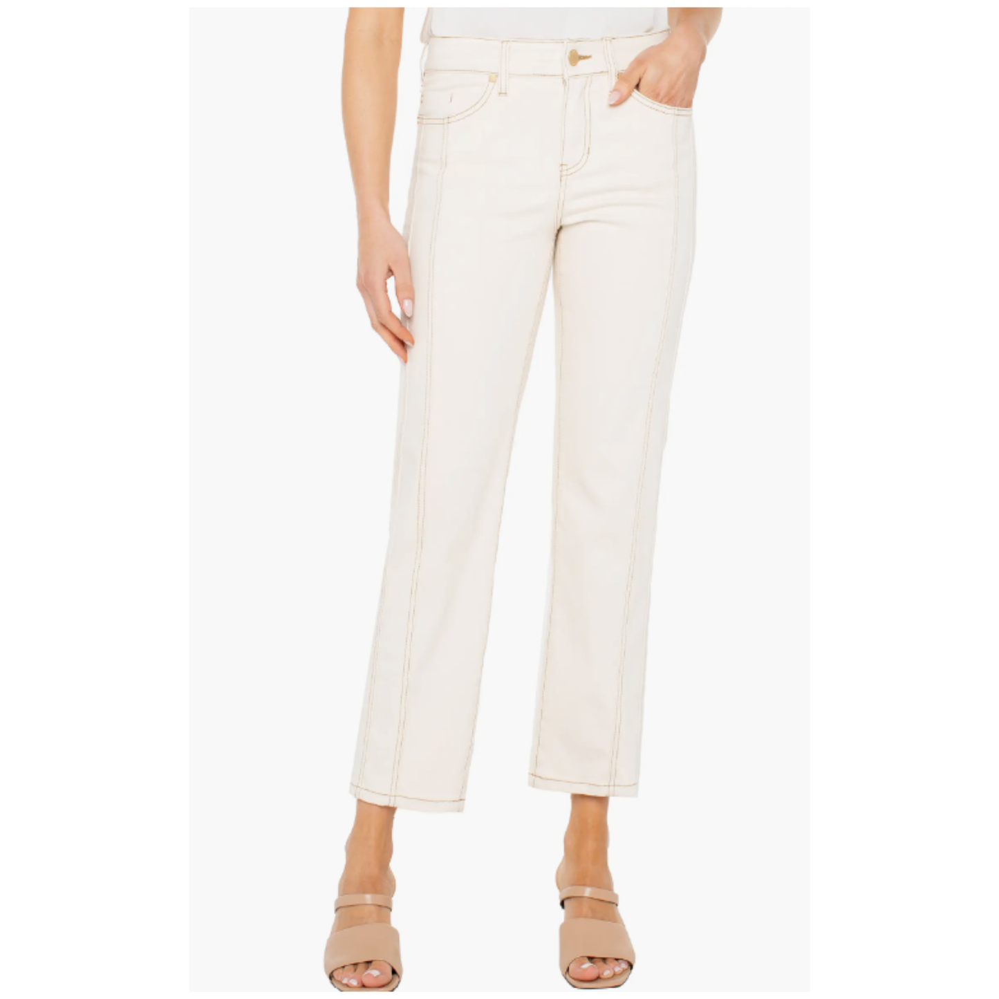 Liverpool - Kennedy White Crop Straight Leg Jeans | Seaside Dunes