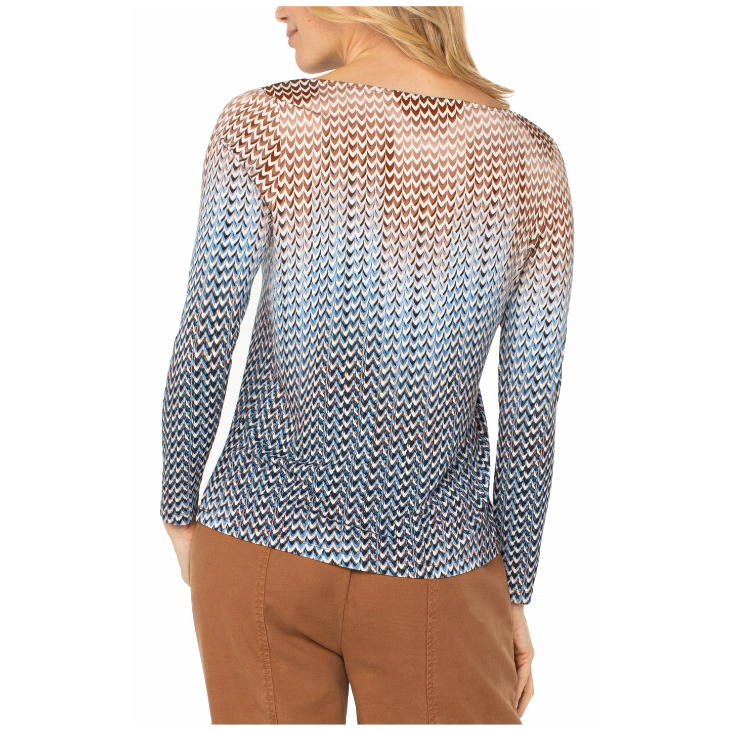 Liverpool - Oscar Boat Neck Top |Blue/Tan