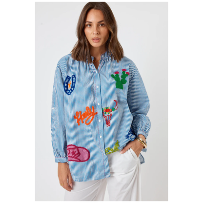Howdy Shirt | Navy Stripe
