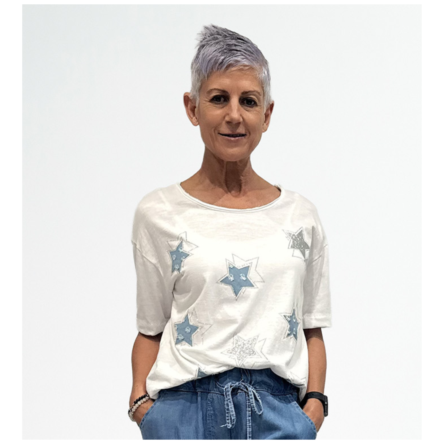 La Strada - Estelle Star T-Shirt | White