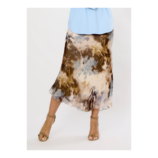 Colfosco Bias Cut Skirt | Beige/Brown Multi
