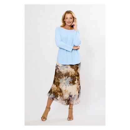 Colfosco Bias Cut Skirt | Beige/Brown Multi