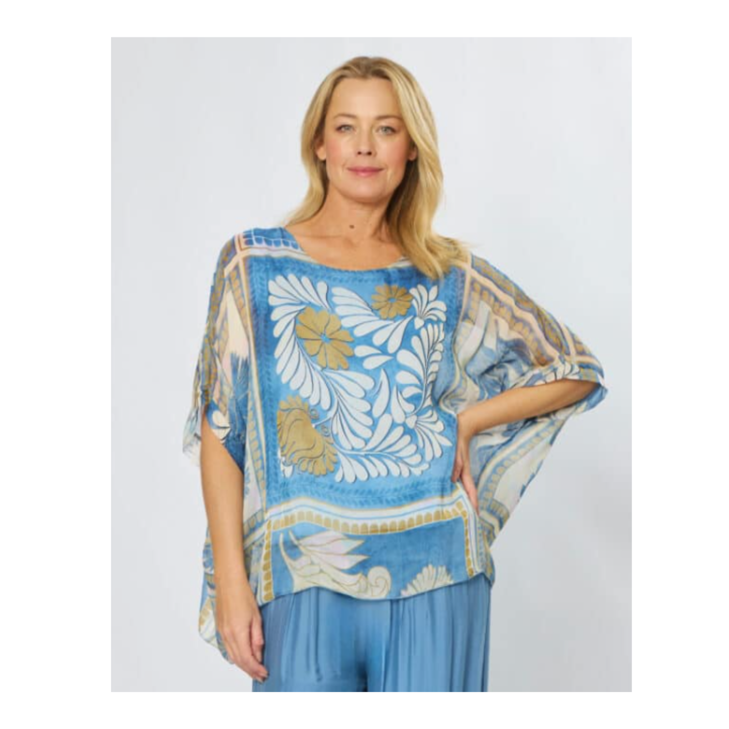 La Strada - Malta Kaftan Top | Blue Jean Floral
