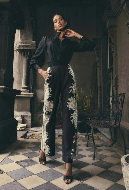 Once Was - Merida Linen Viscose Pant - Mariposa Nero