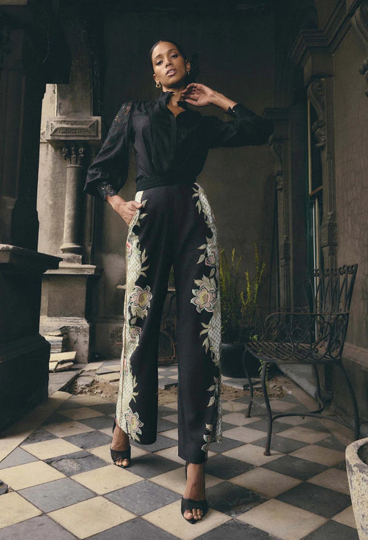 Once Was - Merida Linen Viscose Pant - Mariposa Nero