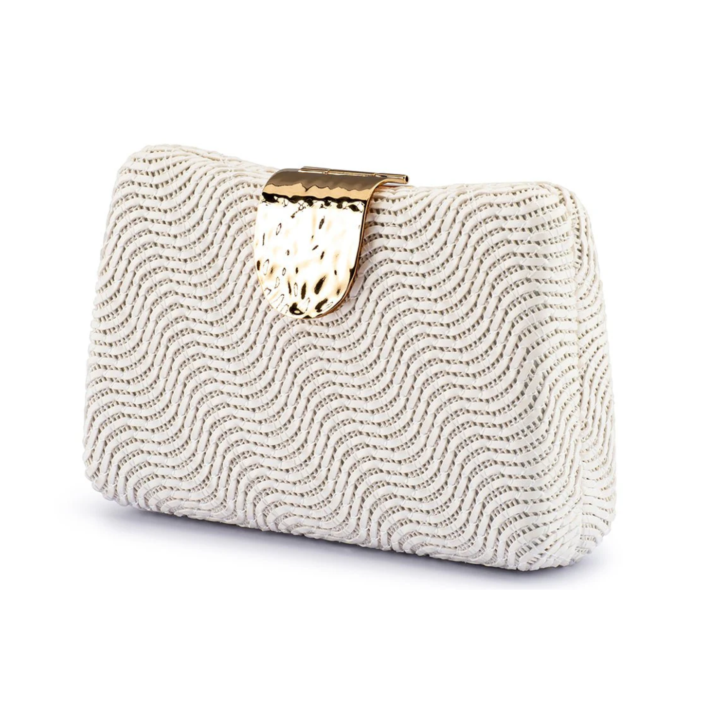 Olga Berg - Lindy Woven Clutch | White