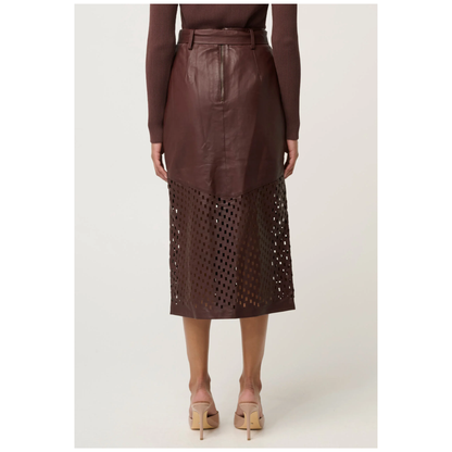 Once Was - Hypnotic Leather Midi Skirt | Ox Blood