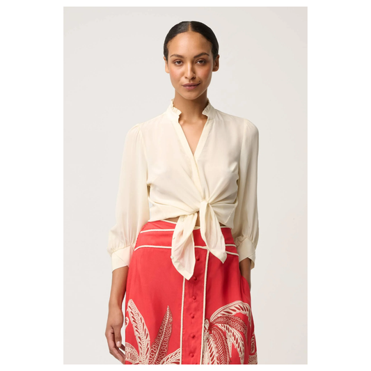 Once Was - Chloe Criss Cross Cuffed Blouse | 100% Silk