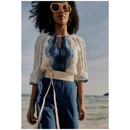 Once Was - Sakina Cotton Silk Blouse | Ivory Jade