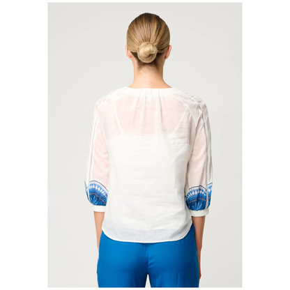 Once Was - Sakina Cotton Silk Blouse | Ivory Jade