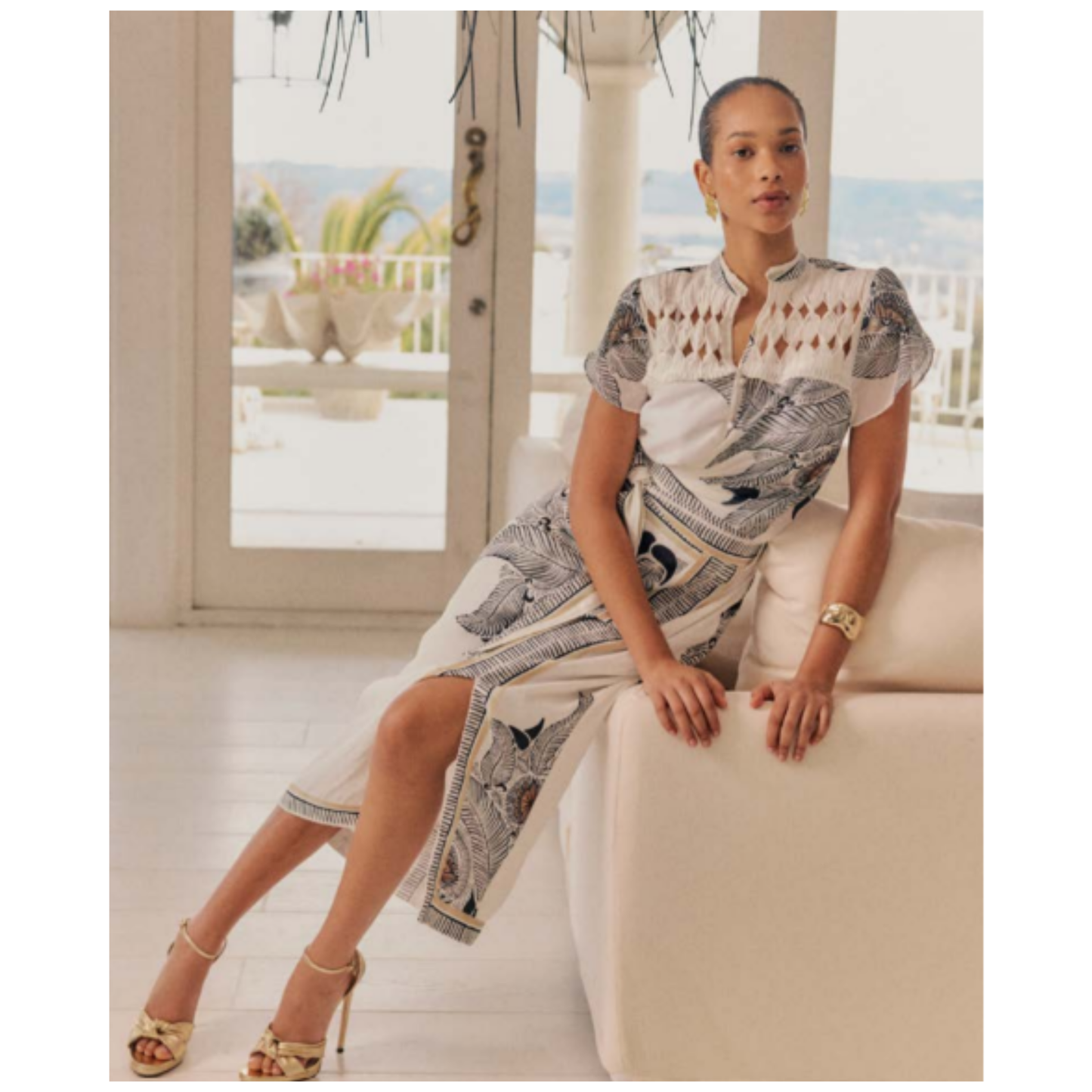 Once Was - Dalia Diamond Smock Silk Cotton Shirt | Ivory Casablanca