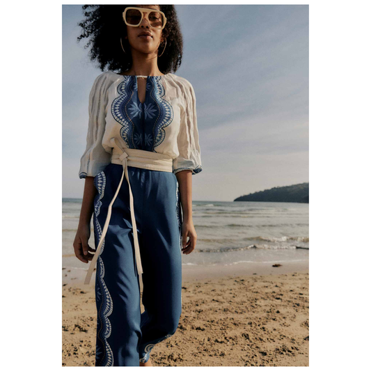 Once Was - Lilia Viscose Faille Pant | Topaz