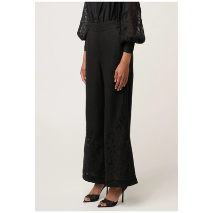 Once Was - Rhea Linen Embroidered Pant | Black