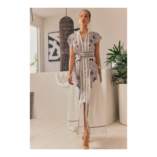 Once Was - Malika Flutter Sleeve Dress | Ivory Casablanca