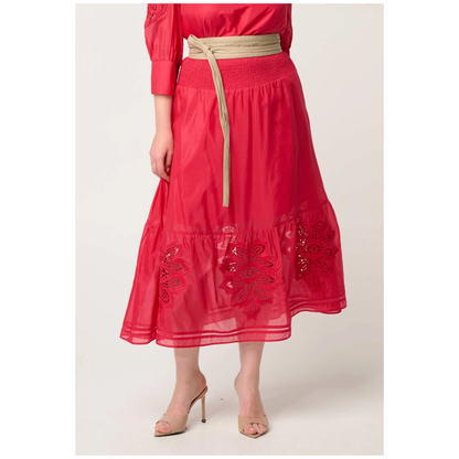 Once Was - Cordelia Shirred Waist Silk Cotton Skirt