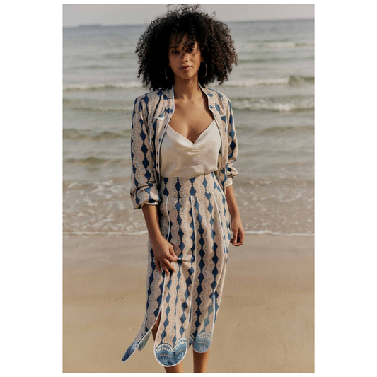 Once Was - Yasmin Linen Viscose Skirt | Marrakech Topaz