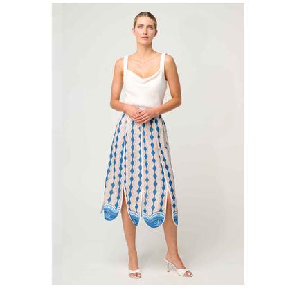 Once Was - Yasmin Linen Viscose Skirt | Marrakech Topaz