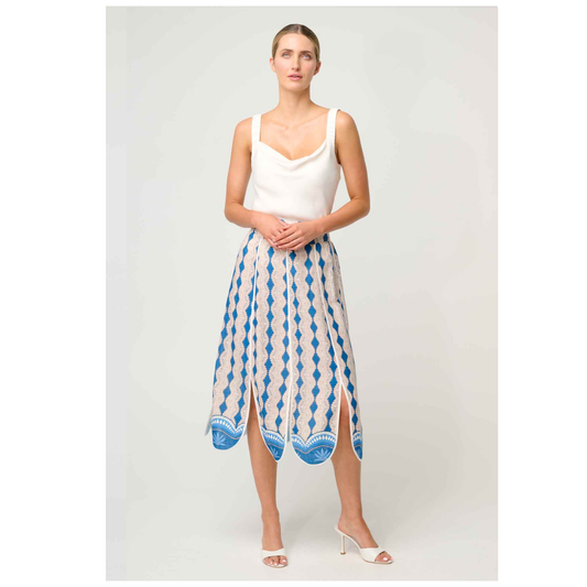 Once Was - Yasmin Linen Viscose Skirt | Marrakech Topaz