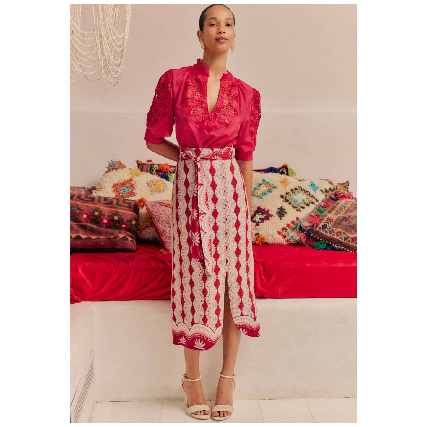 Once Was - Nora Midi Skirt | Marrakech Ruby