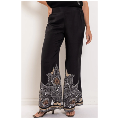 Once Was - Petite Willow Faille Panel Pant | Onyx Casablanca