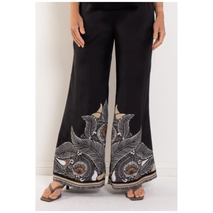 Once Was - Petite Willow Faille Panel Pant | Onyx Casablanca
