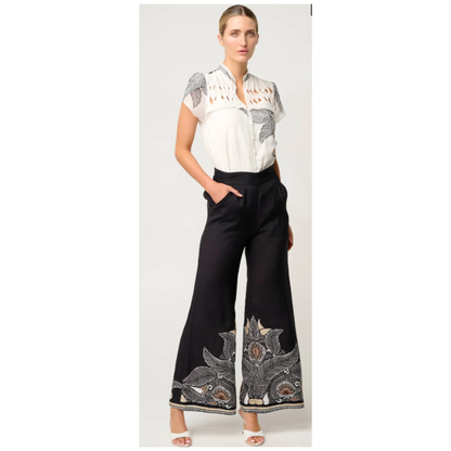 Once Was - Petite Willow Faille Panel Pant | Onyx Casablanca