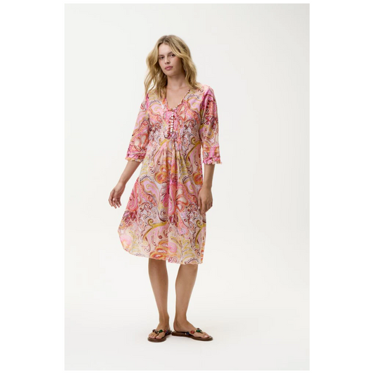 One Season - Middy Poppy Cotton Dress | Muscat Multi Swirl