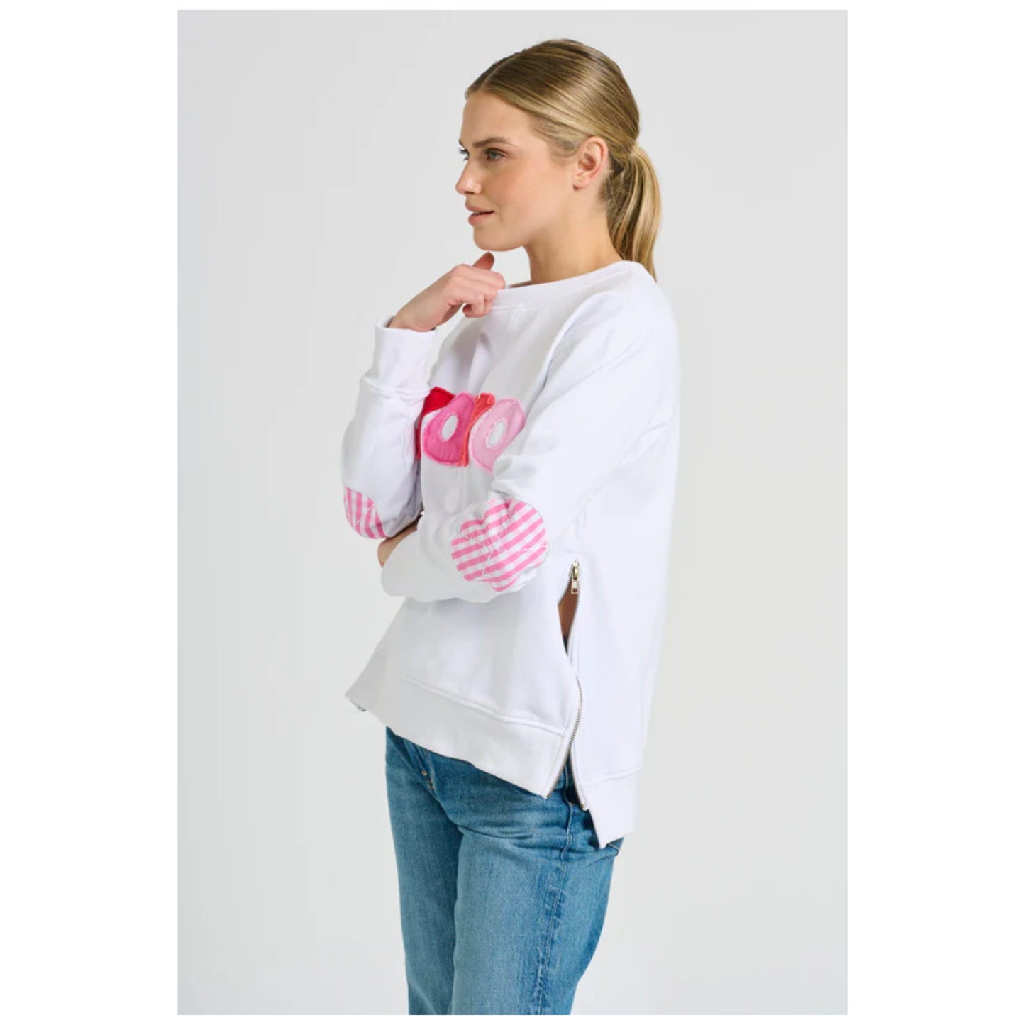 Shirty - Classic Zipside XOXO Sweatshirt | White Combo