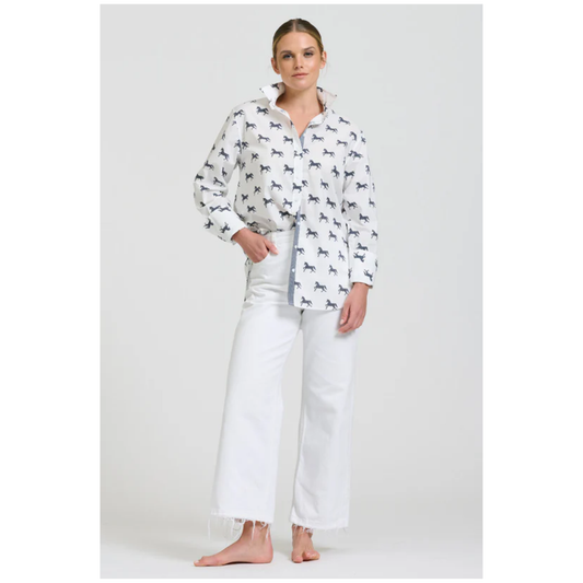 Shirty - Elodie Shirt | White/Navy Pony