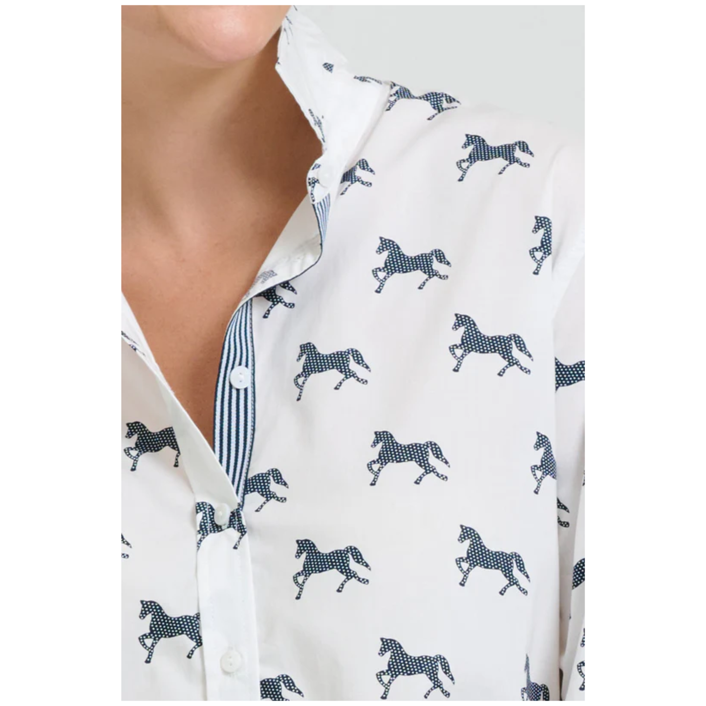 Shirty - Elodie Shirt | White/Navy Pony
