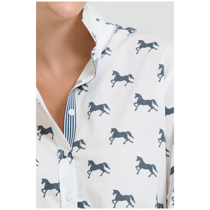Shirty - Elodie Shirt | White/Navy Pony