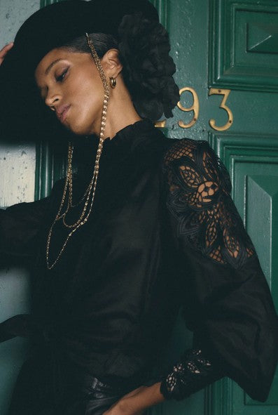 Once Was - Sevilla Cotton Silk Shirt | Custom Lace Detail