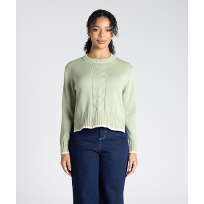 Two T's - Naples Cable Knit Sweater | Pistachio