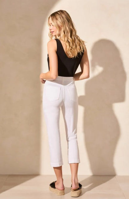 Tribal - Katy Pull-On Crop Straight Jeans | White