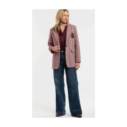Urban Luxury - Judith Herringbone Blazer | Burgundy